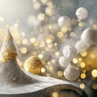 a sparkling abstract image in grey, gold, and white